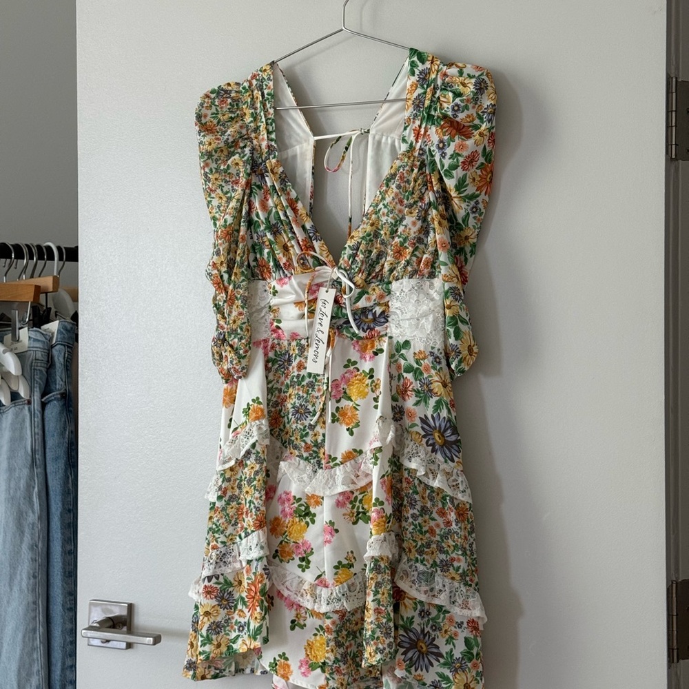 For Love And Lemons Floral Lace Mini Dress